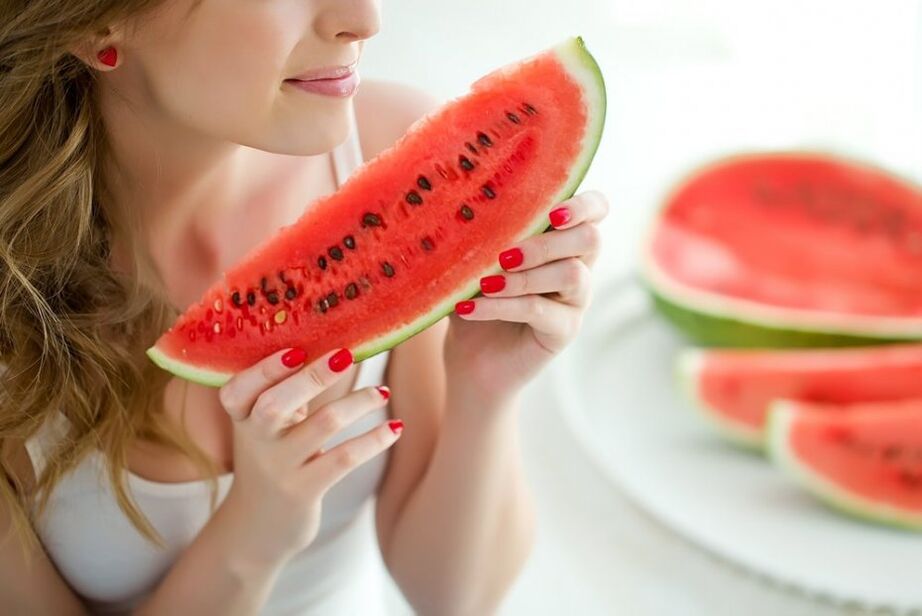 Girl following a watermelon diet